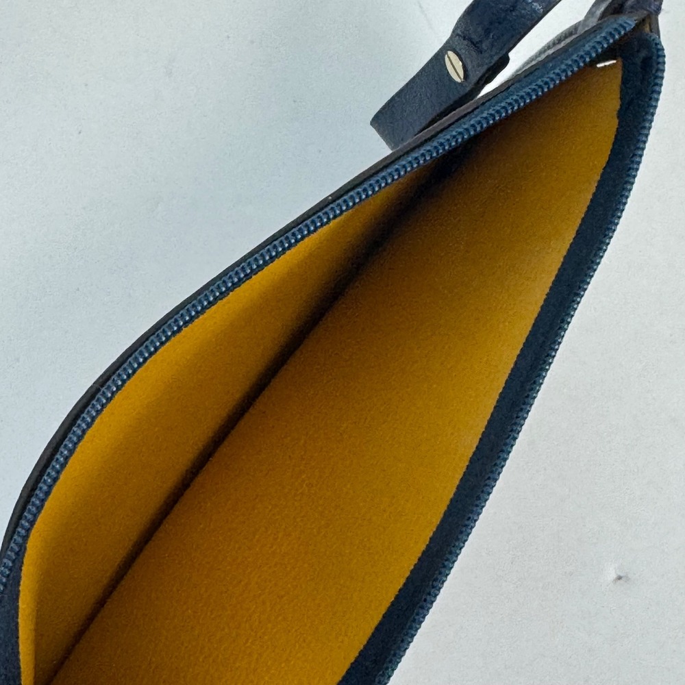 Kate Spade New York Navy Blue Floral Leather Wristlet Pouch Zip Clutch Bag - Picture 8 of 11